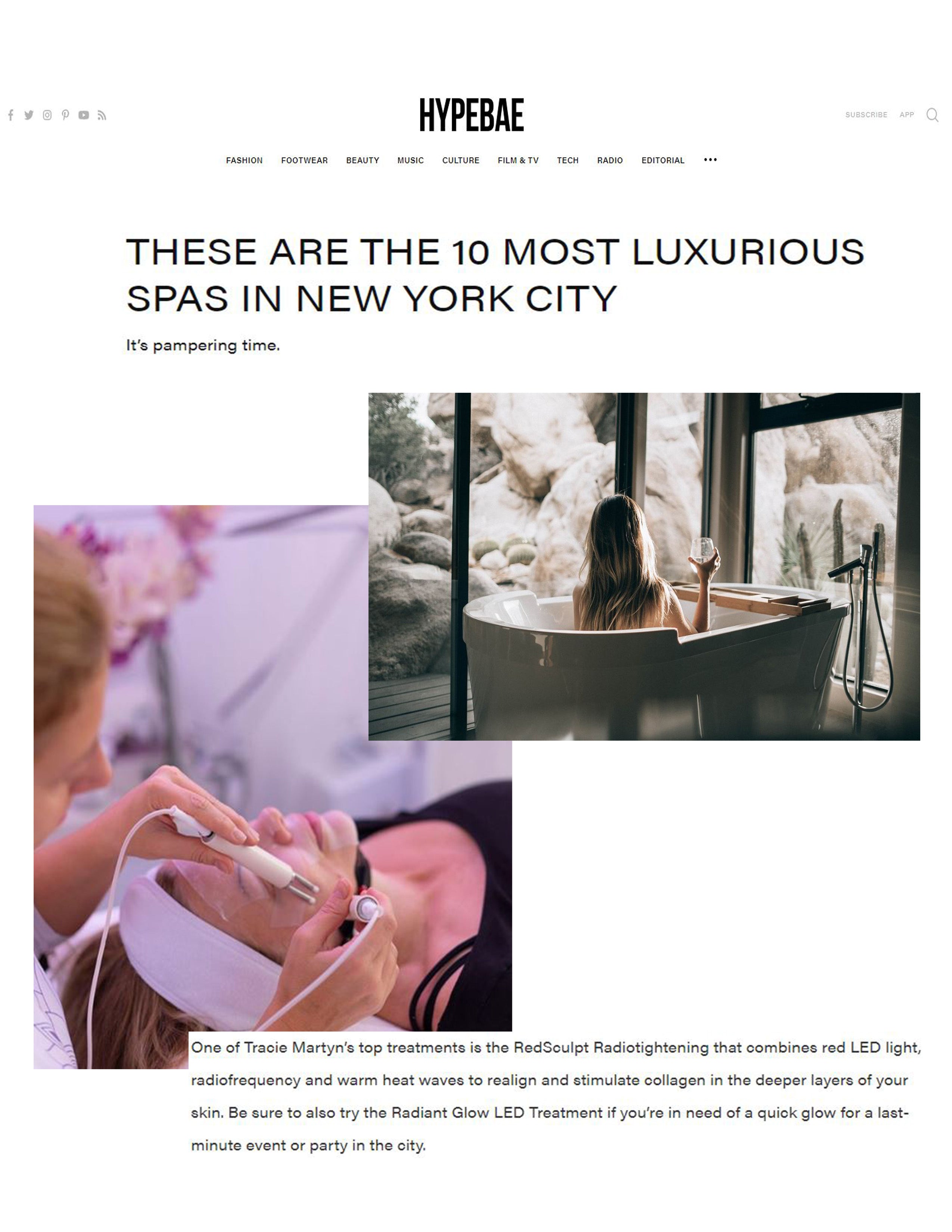 Hypebae: The Top 10 Most Luxurious Spas in NYC