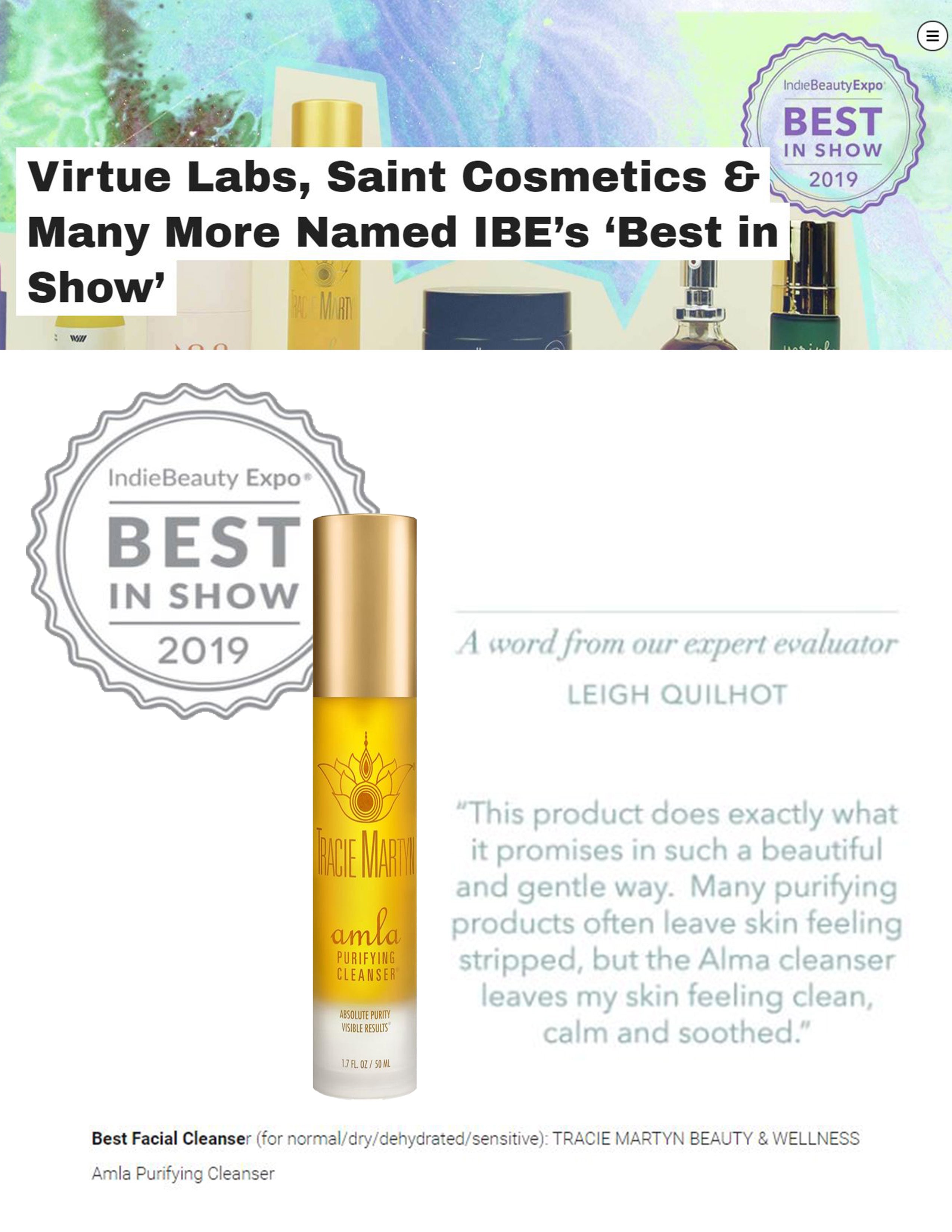 Indie Beauty Expo: Tracie Martyn Wins Best Facial Cleanser for 2019!