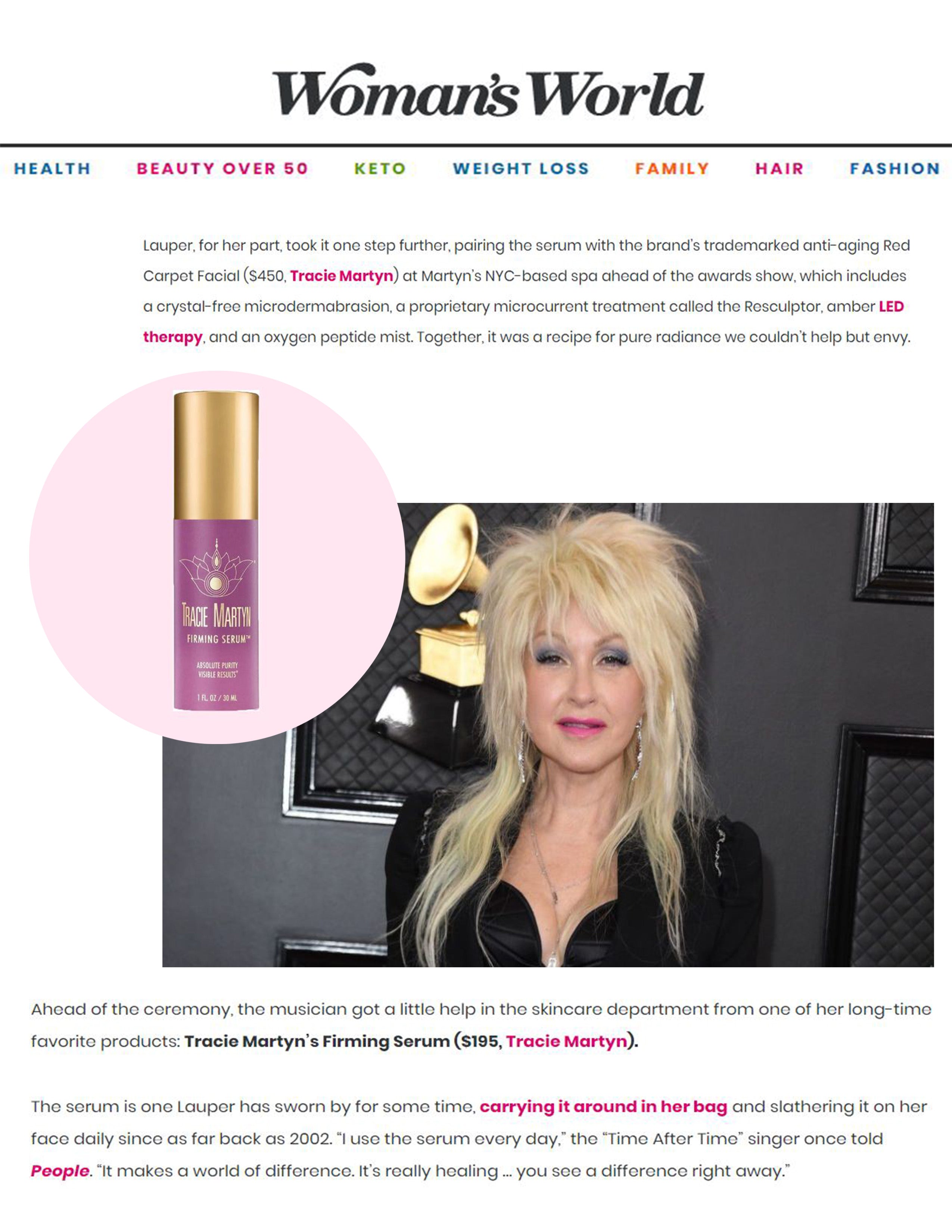 Woman's World: Cyndi Lauper Got Her Skin Grammy-Ready With This Celeb-Loved Serum